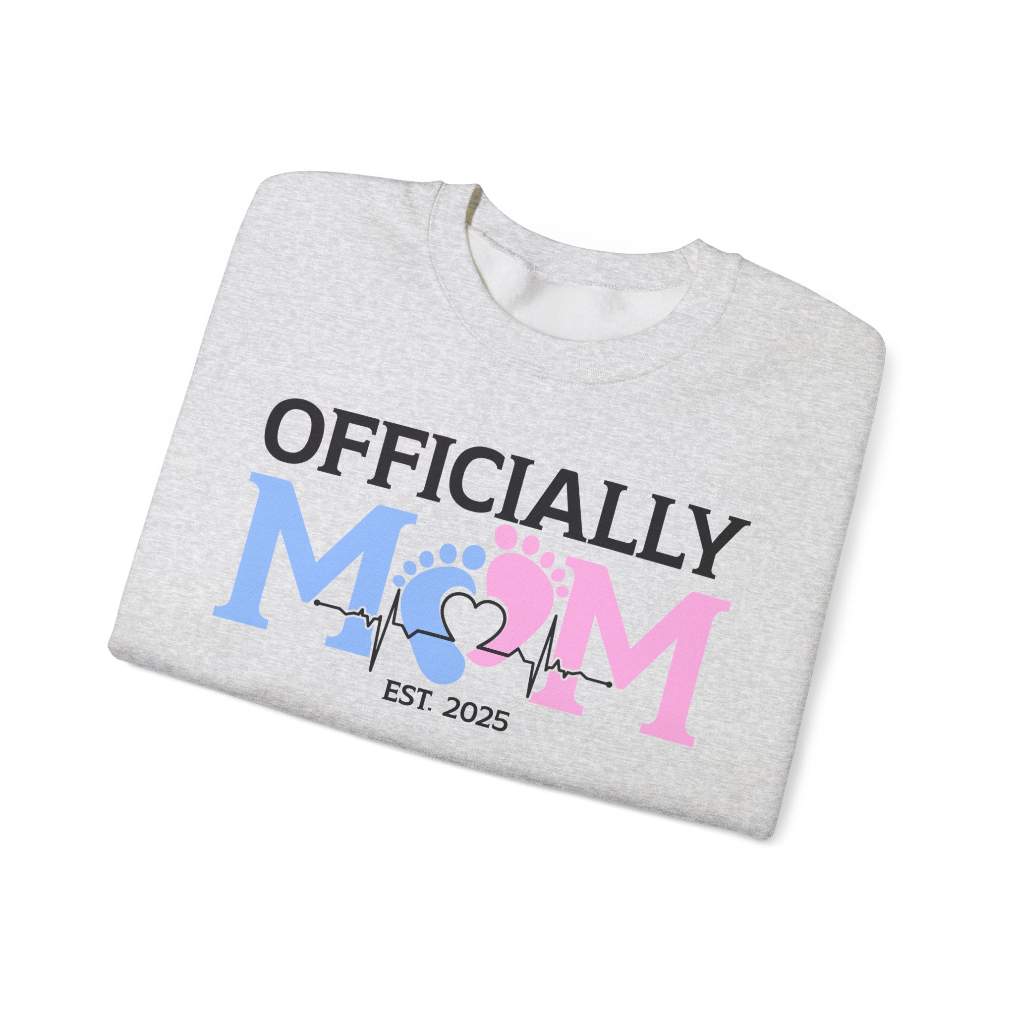 Officially Mom, Cute Pregnancy Announcement Maternity Sweatshirt with Est. Date
