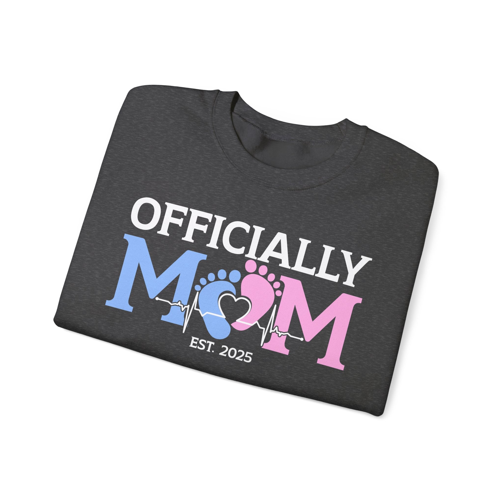 Officially Mom, Cute Pregnancy Announcement Maternity Sweatshirt with Est. Date