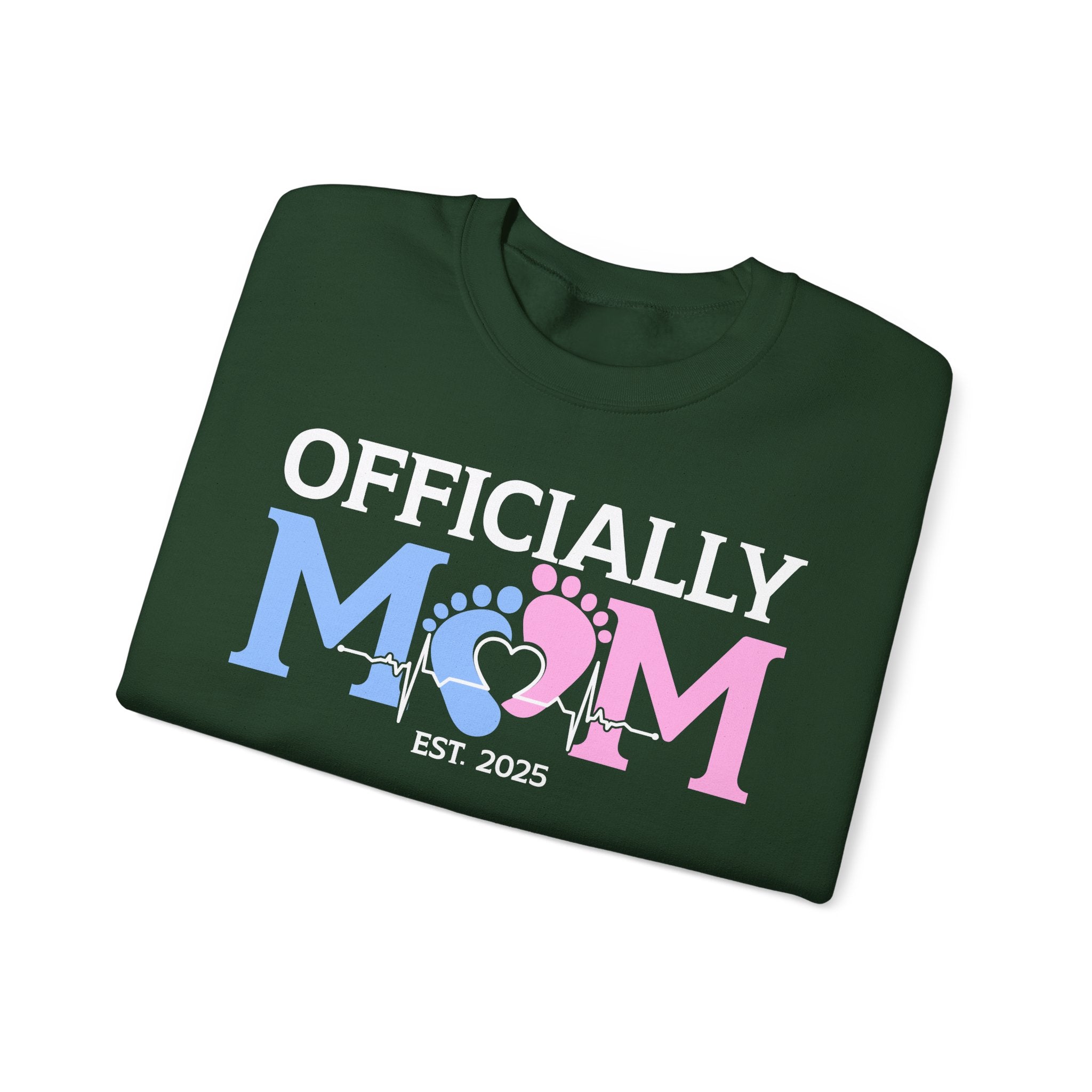 Officially Mom, Cute Pregnancy Announcement Maternity Sweatshirt with Est. Date