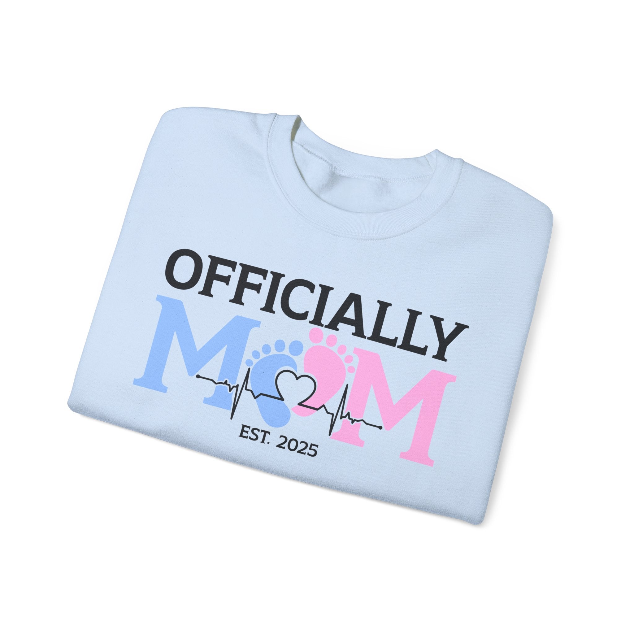 Officially Mom, Cute Pregnancy Announcement Maternity Sweatshirt with Est. Date