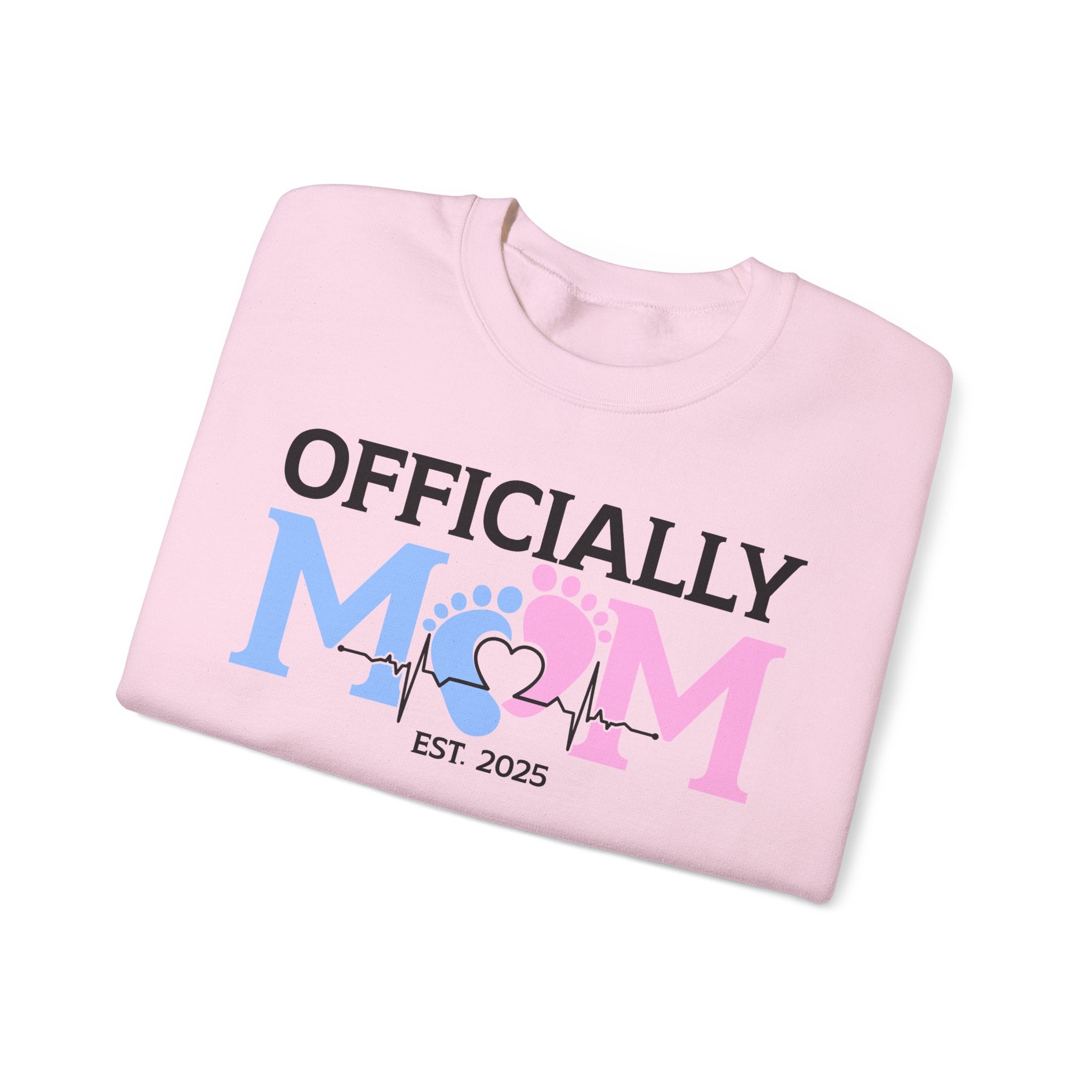 Officially Mom, Cute Pregnancy Announcement Maternity Sweatshirt with Est. Date