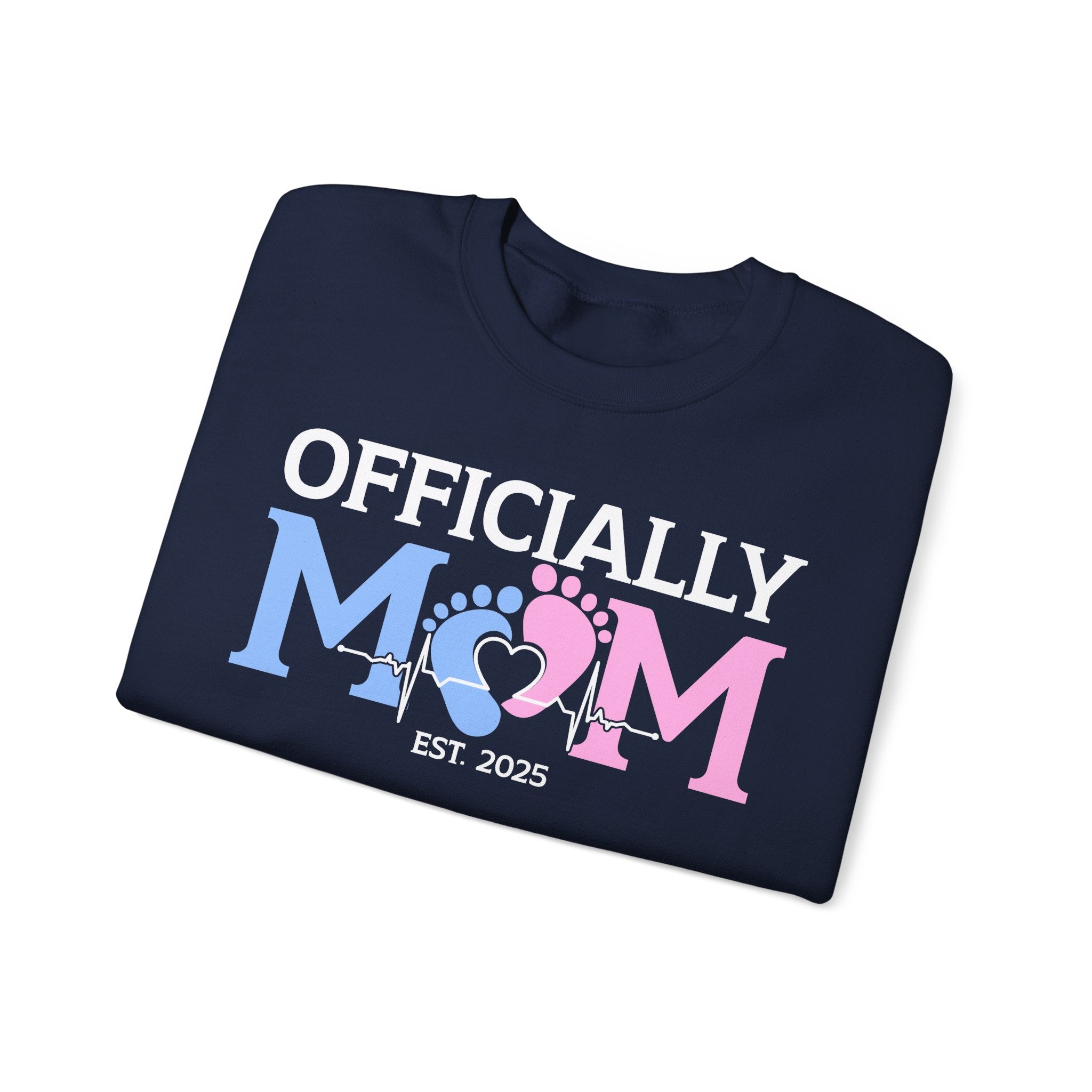 Officially Mom, Cute Pregnancy Announcement Maternity Sweatshirt with Est. Date