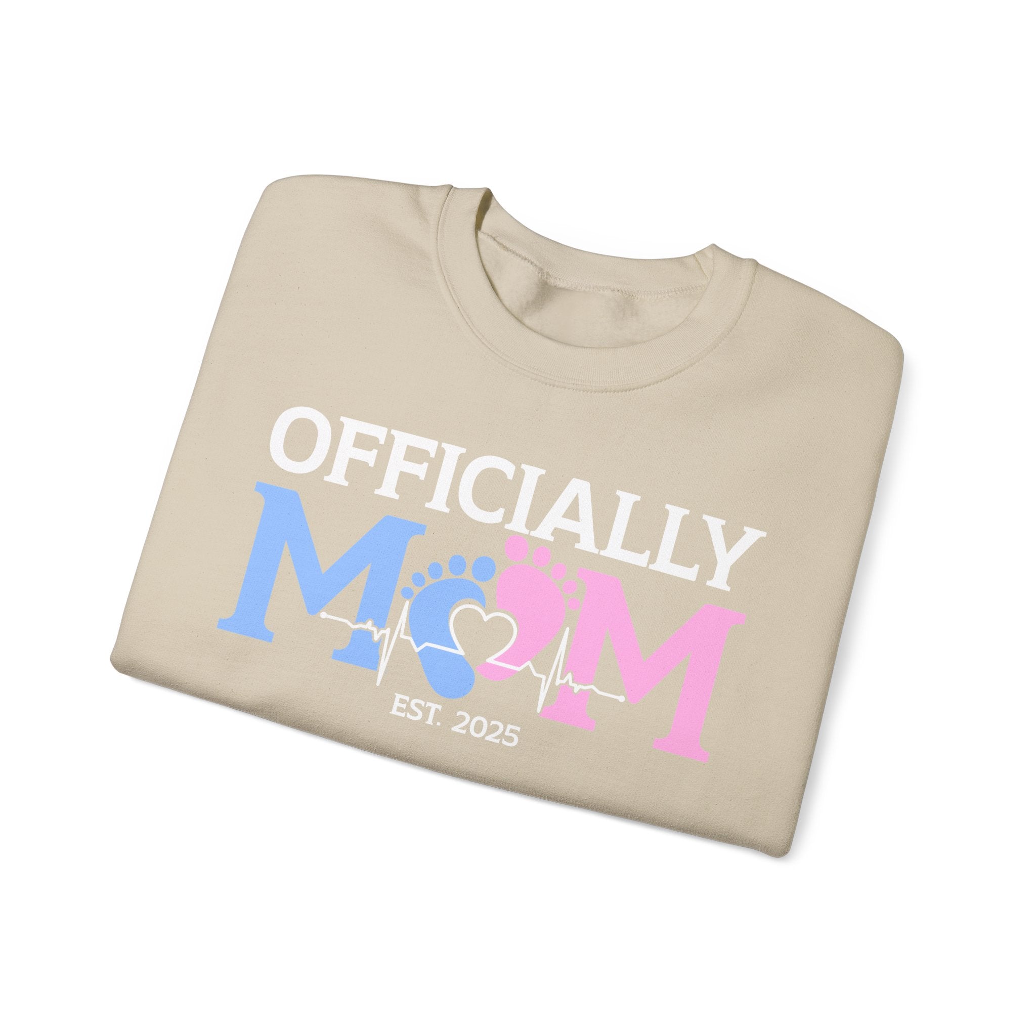 Officially Mom, Cute Pregnancy Announcement Maternity Sweatshirt with Est. Date