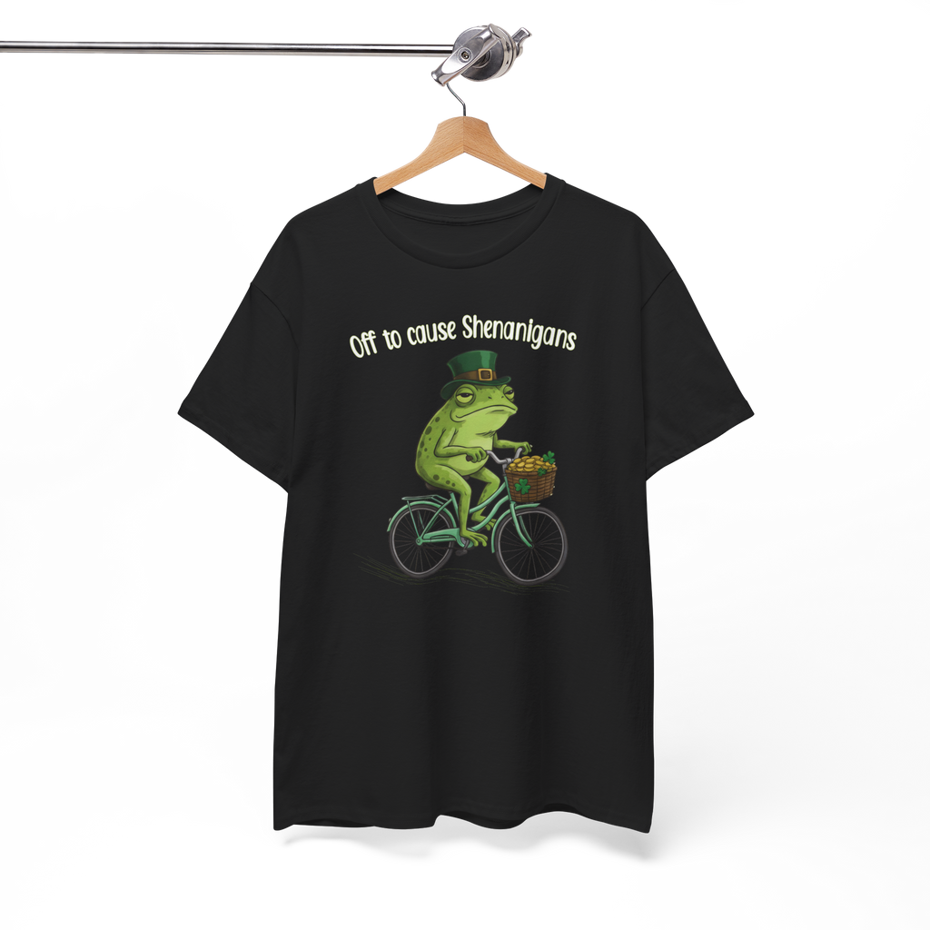 Funny St. Patrick’s Day Frog Shirt – Off to Cause Shenanigans Irish Graphic Tee