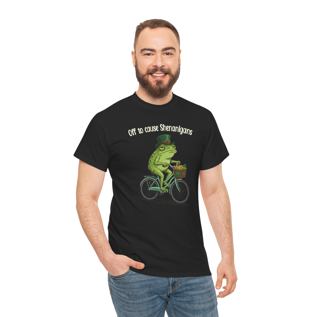 Funny St. Patrick’s Day Frog Shirt – Off to Cause Shenanigans Irish Graphic Tee
