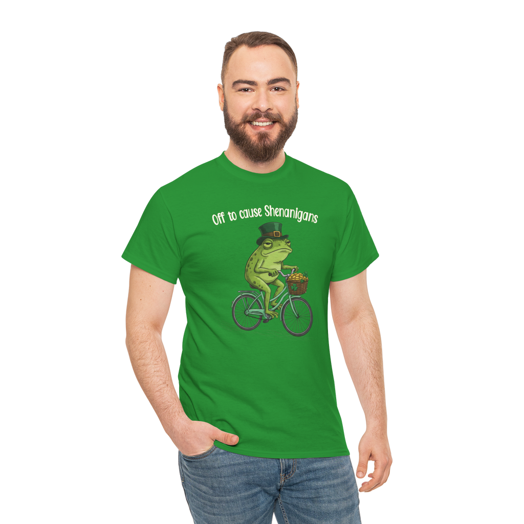 Funny St. Patrick’s Day Frog Shirt – Off to Cause Shenanigans Irish Graphic Tee