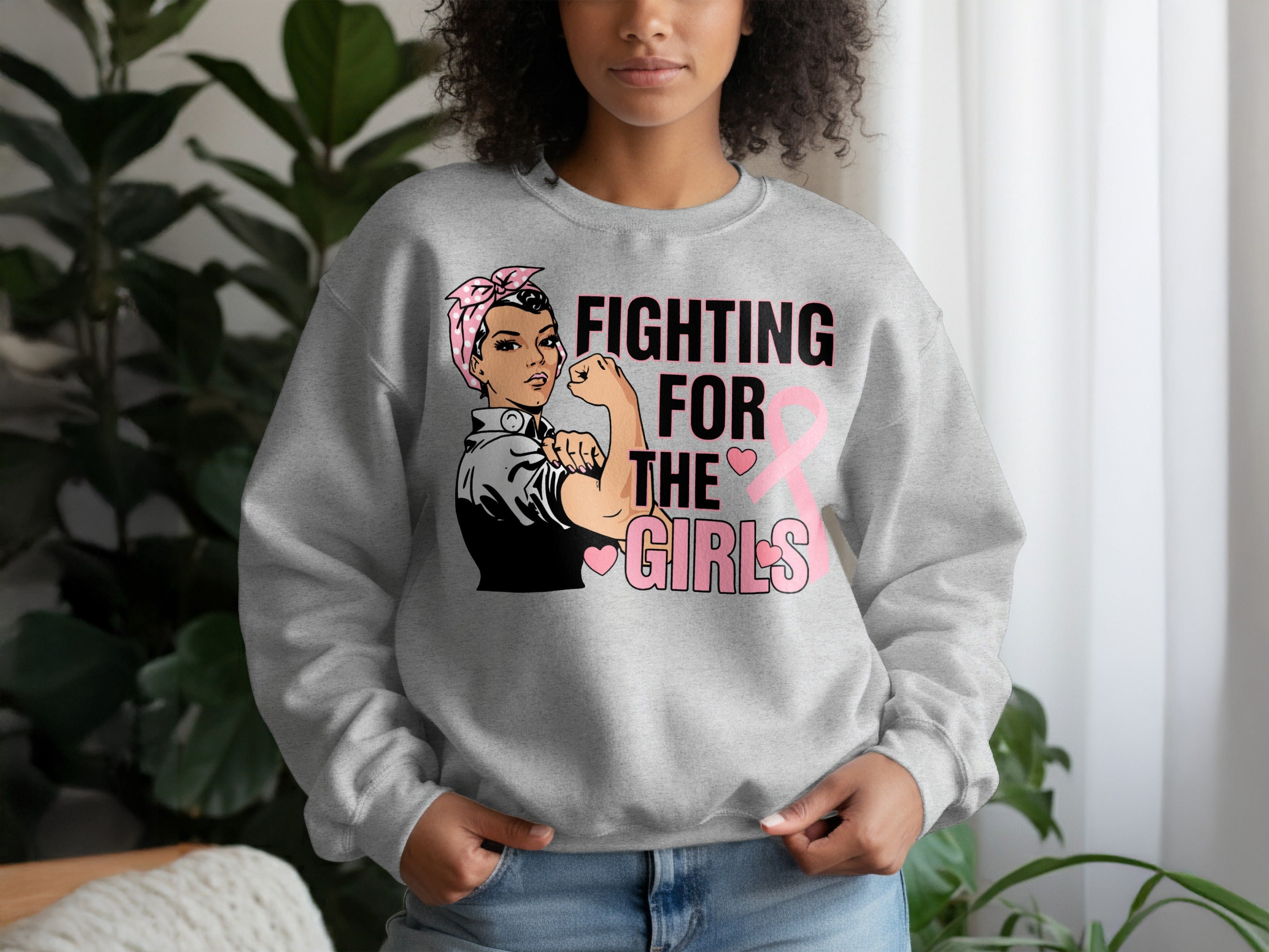 Breast Cancer Awareness Sweatshirt, Fighting for the Girls