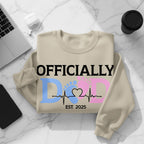 Officially Dad, Cute Pregnancy Announcement Paternity Sweatshirt with Est. Date