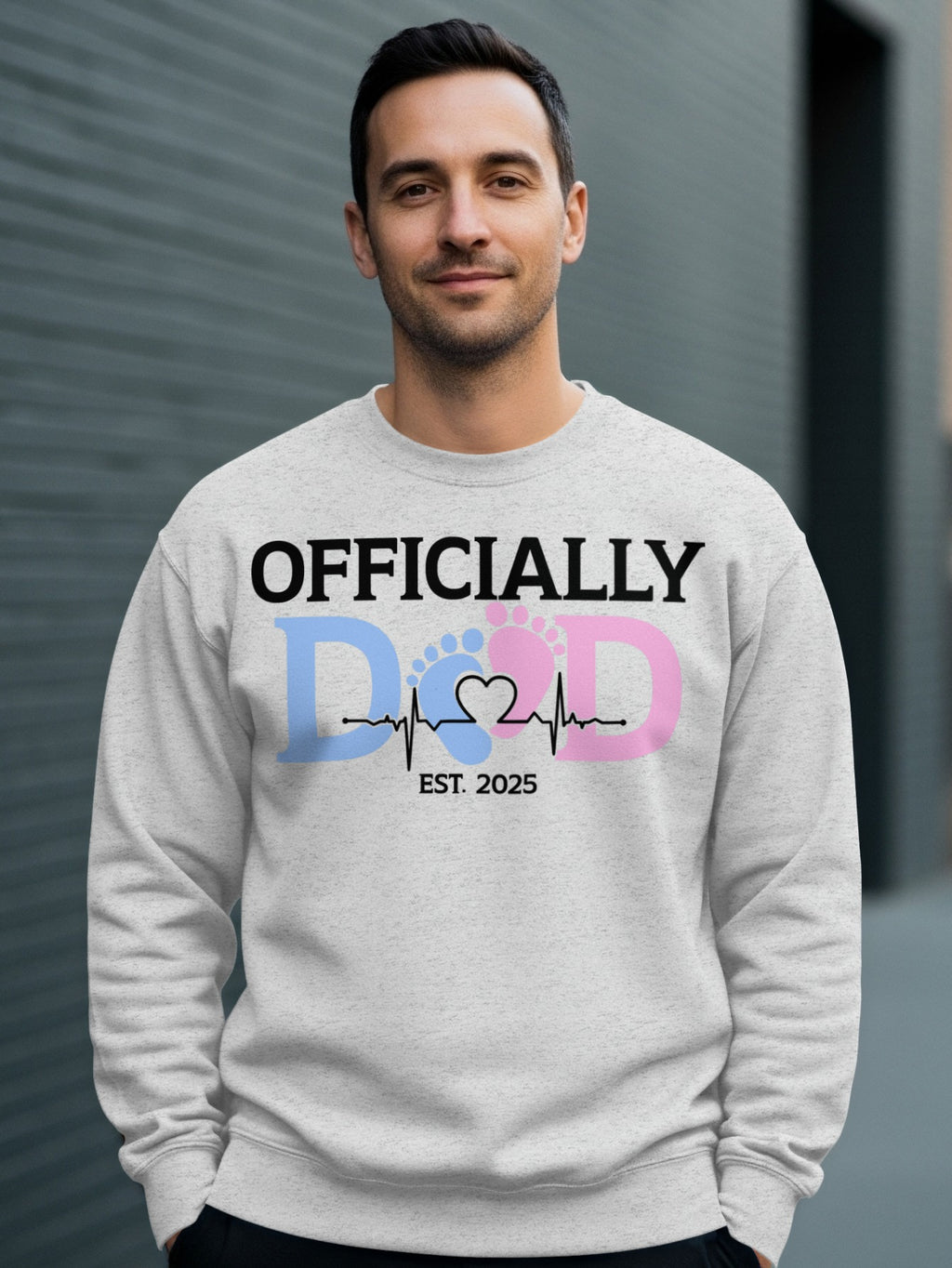 Officially Dad, Cute Pregnancy Announcement Paternity Sweatshirt with Est. Date