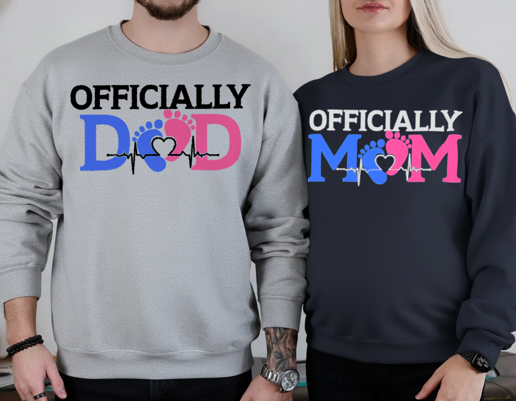 Officially Mom, Cute Pregnancy Announcement Maternity Sweatshirt with Est. Date