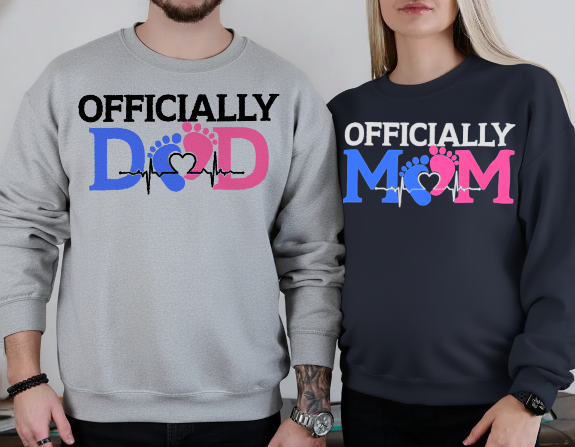 Officially Mom, Cute Pregnancy Announcement Maternity Sweatshirt with Est. Date
