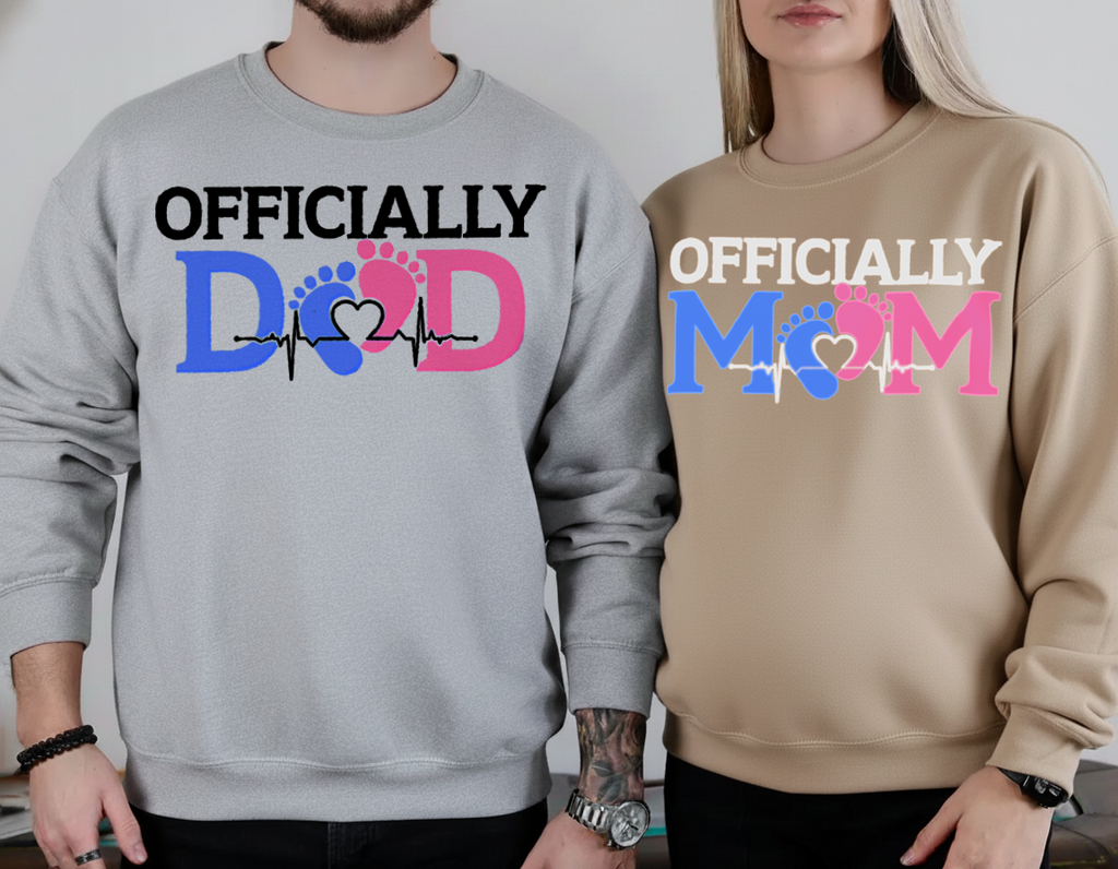 Officially Mom, Cute Pregnancy Announcement Maternity Sweatshirt with Est. Date