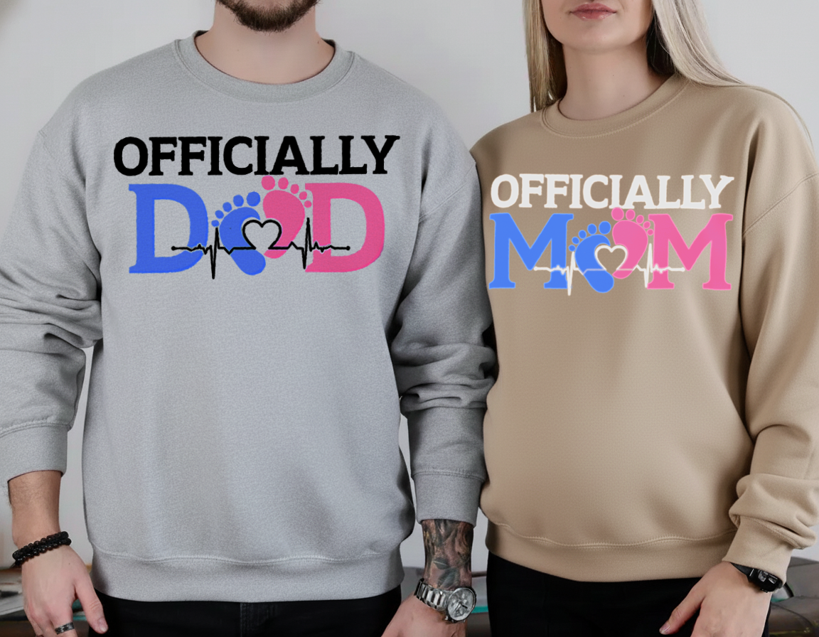 Officially Dad, Cute Pregnancy Announcement Paternity Sweatshirt with Est. Date