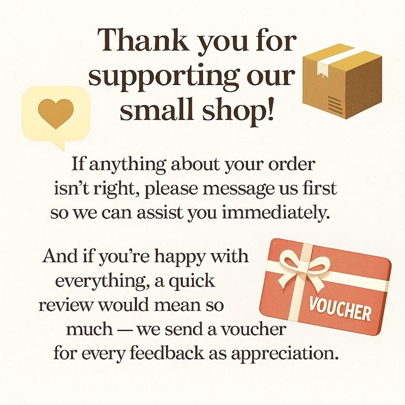 Text message encouraging customer feedback and voucher offer on a white background